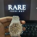 Black Stick Numerals Cronograph Dial Full Iced Out Moissanite Diamond Watch
