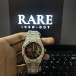 Black Skeleton Dial Fully Iced Out Moissanite Diamond Watch