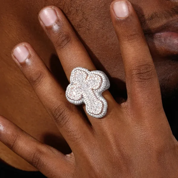 Luxury Iced Diamond Clover Ring |  Diamond Statement Ring for Men & Women