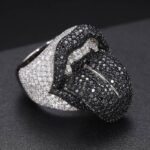 Luxury Black & White Pave Crystal Statement Ring | Elegant Designer Cocktail Ring for Women