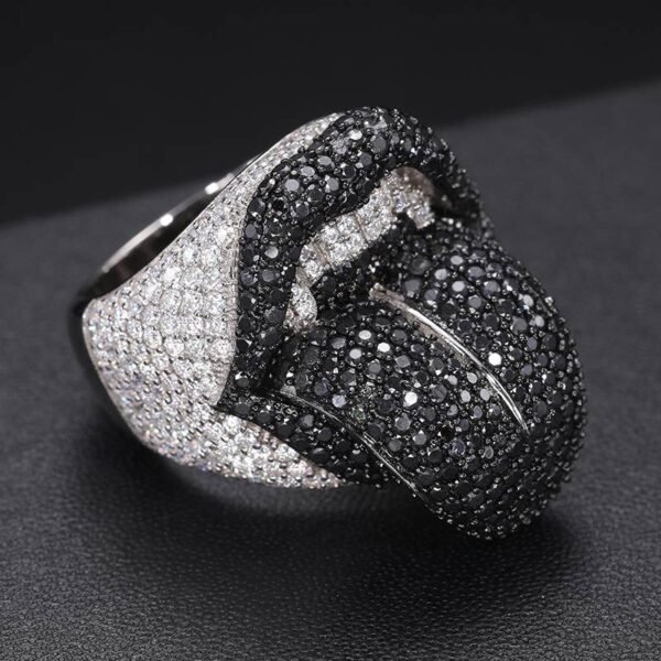 Luxury Black & White Pave Crystal Statement Ring | Elegant Designer Cocktail Ring for Women