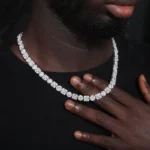 Luxury Alternating Round & Princess Cut Tennis Chain – Premium Moissanite Diamond Necklace for Men