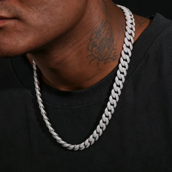 Luxury Iced Out Miami Cuban Link Chain – Premium Moissanite Diamond Necklace for Men